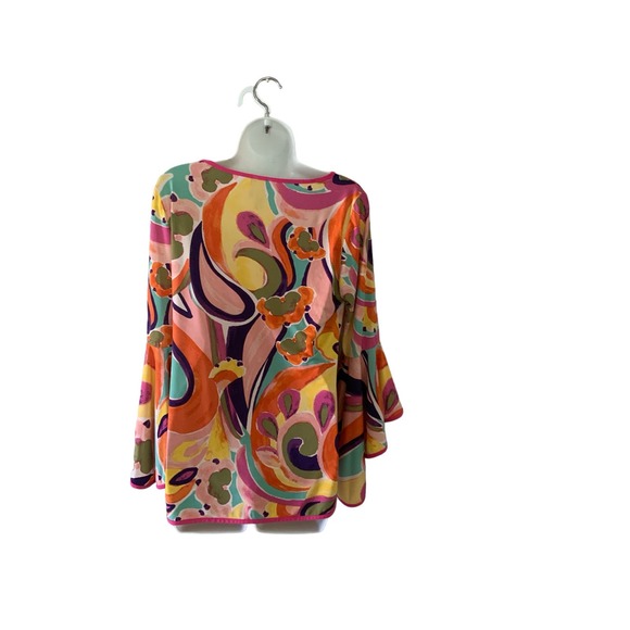 Coco Bianco abstract, hippie, groovy, long sleeve bell blouse #1368 - Picture 2 of 8